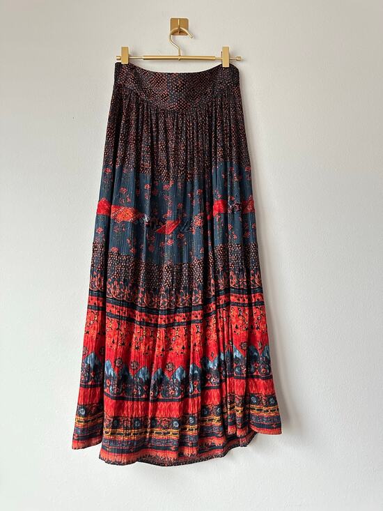Carole Little Dresses & Skirts - Vintage 90s Carole Little Boho Crinkle Rayon Print Maxi Skirt Festival Medium